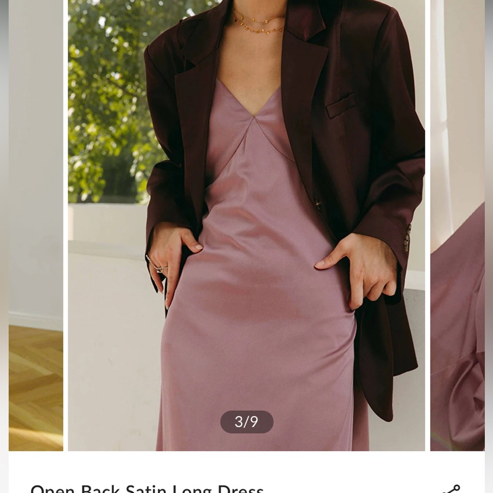 Long satin backless dress
